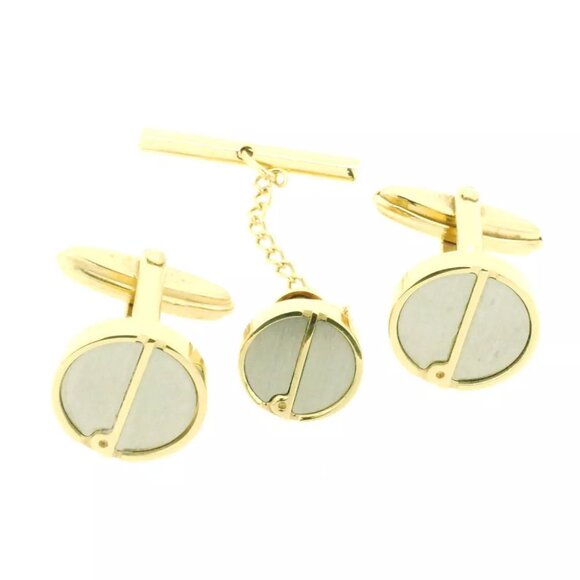 dunhill cuff 2 items set Gold & Silver hardware Authentic used
